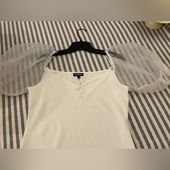 Express sweetheart sheer puff sleeve top! - Picture 2 of 7